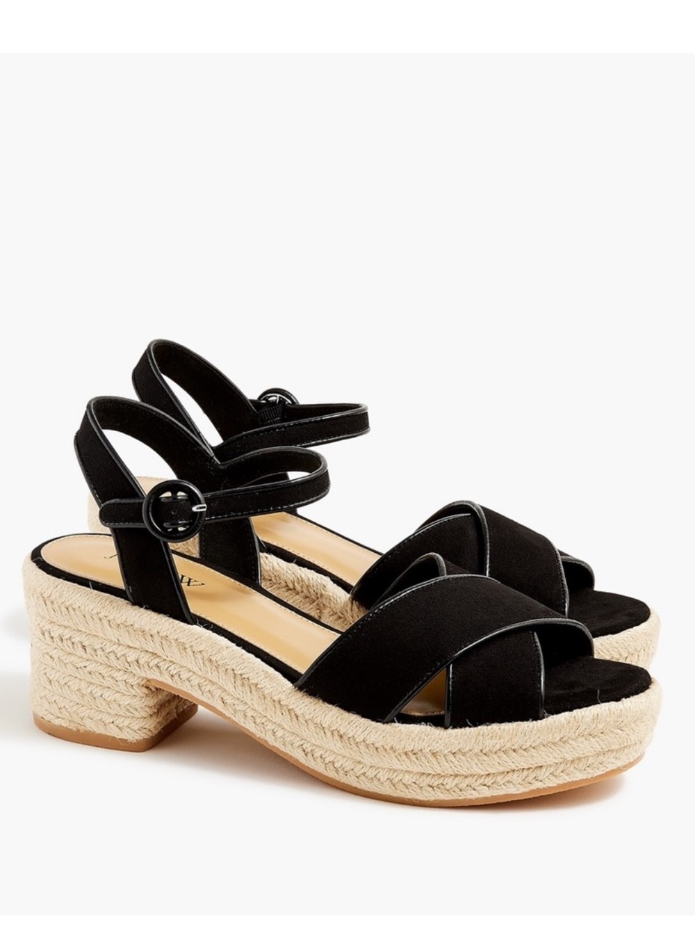 J. Crew black suede Espadrille Platform heels Sandals Classic Women’s 7.5 Summer